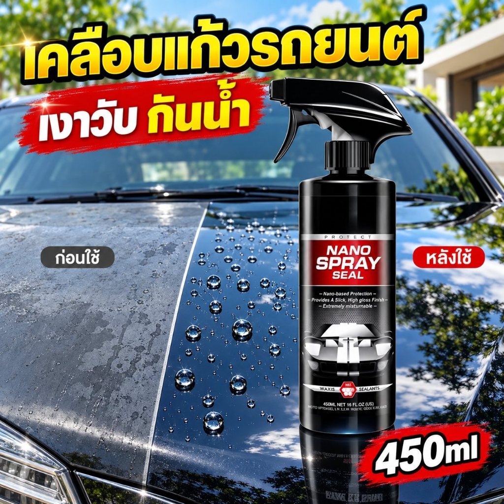 🔥พ่นเคลือบเงาใสทันที🔥 น้ำยาเคลือบสีรถ ช่วยลดการเกาะของน้ำ ฝุ่น และสิ่งสกปรก ดูแลรถได้ง่ายขึ้น
