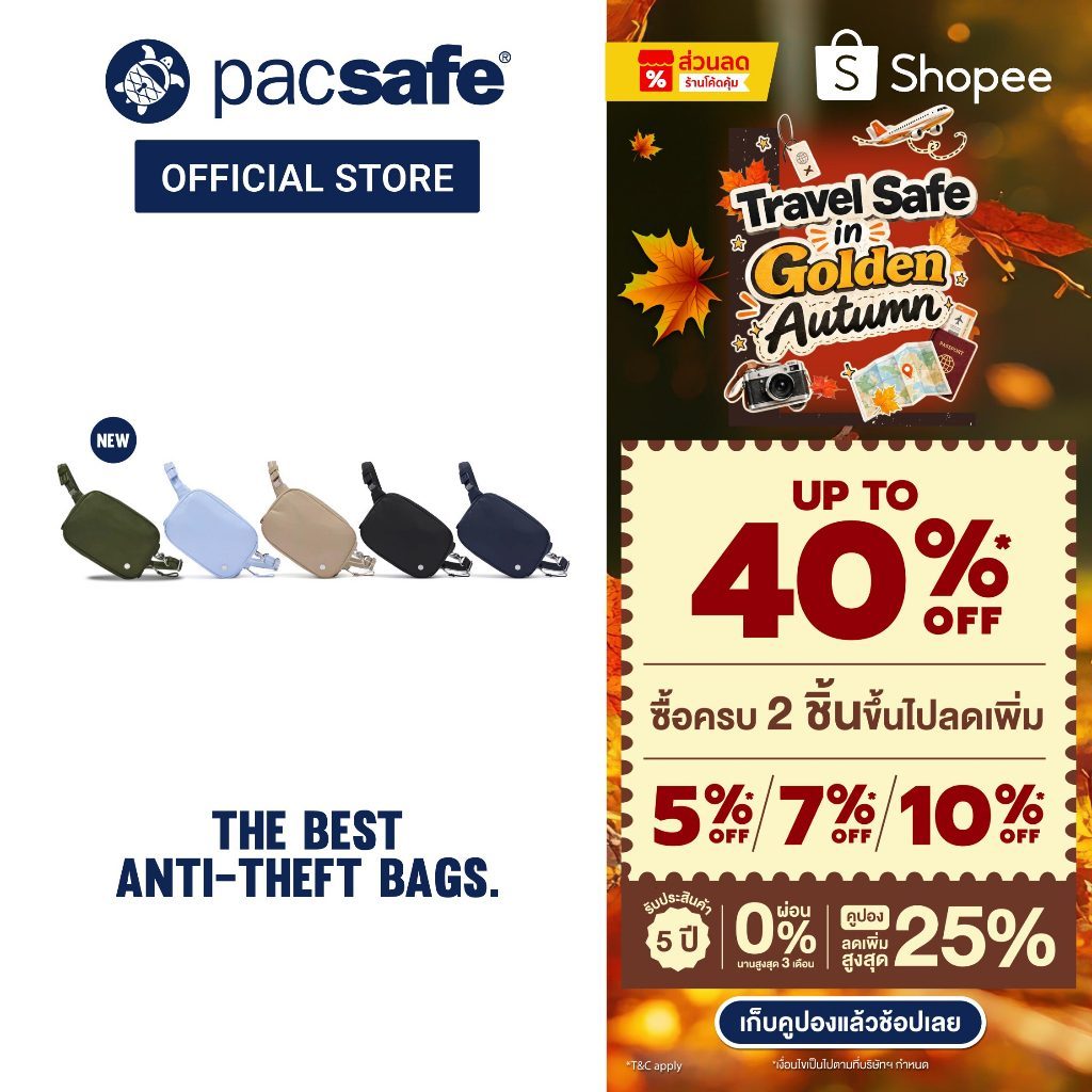 Pacsafe حقيبة صدر W Micro Sling مضادة للسرقة — صورة 2