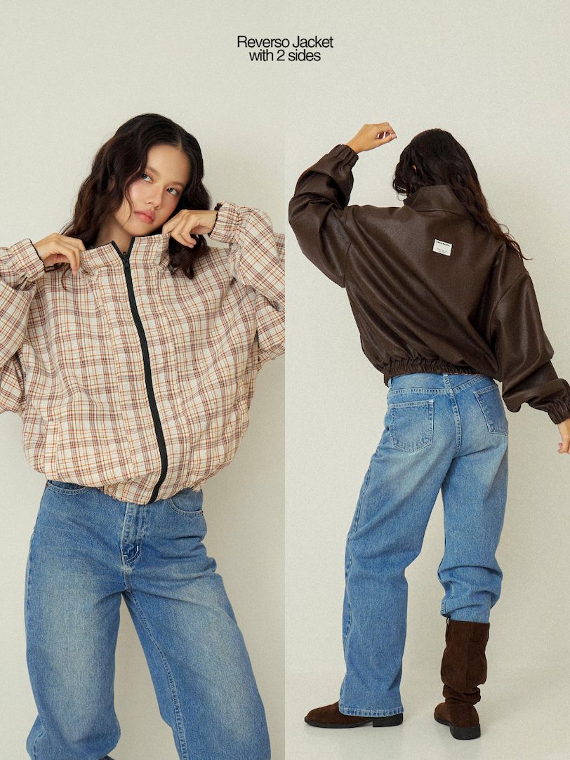 [สี Cocoa เปิดพรี 10.10] ENDOFMARCH | REVERSO PLAID JACKET เสื้อแจ็คเก็ตใส่ได้ 2 ด้าน กันหนาว กันละอองน้ำ
