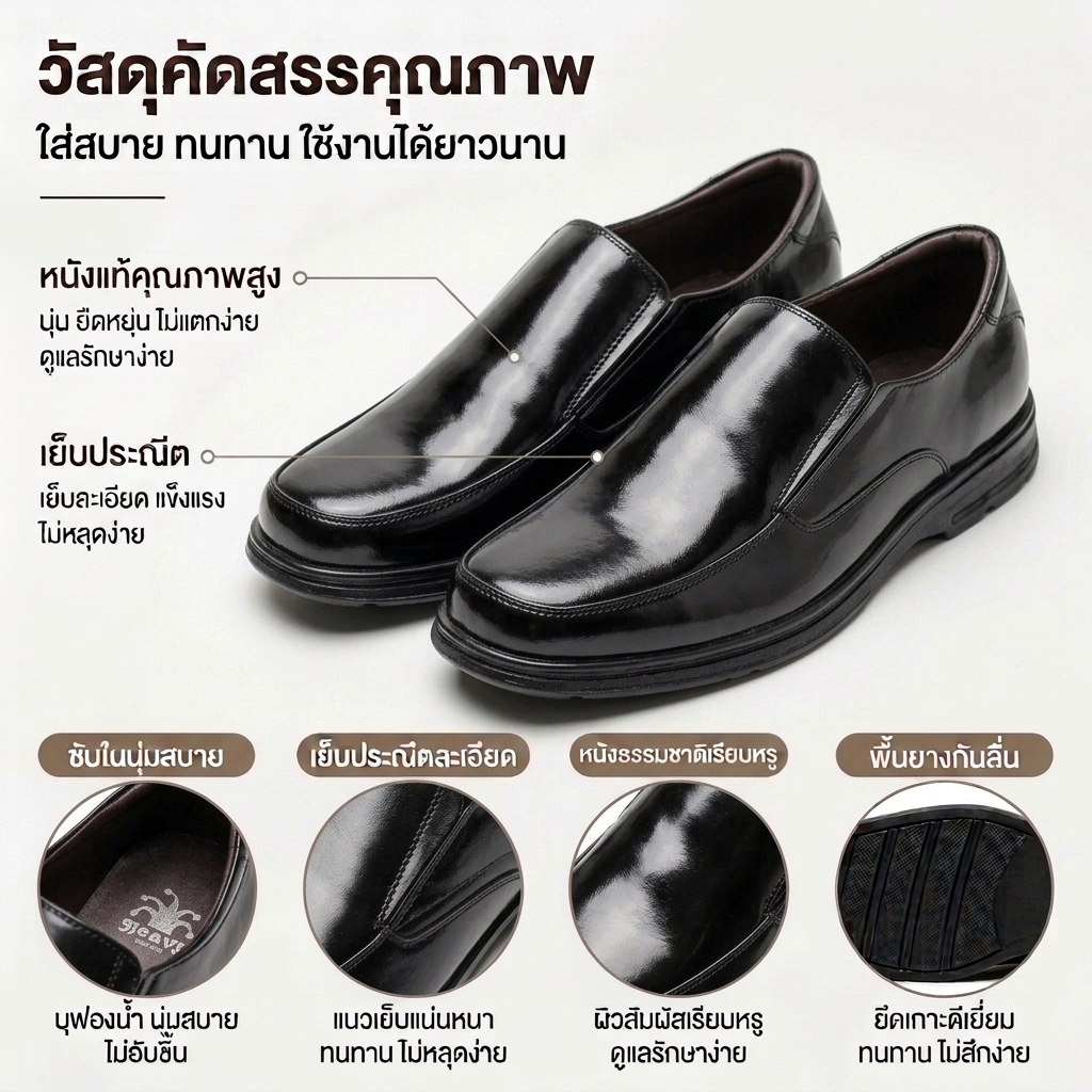 HEAVY SHOES حذاء رسمي سهل الارتداء PB0873 — أسود — صورة 5