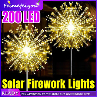 【ใช้งานได้ยาวนาน】ไฟประดับพลังงานแสงอาทิตย์ 60/90/120/150/200LED รูปดอกไม้ไฟ กันน้ำ ไฟกระพริบ