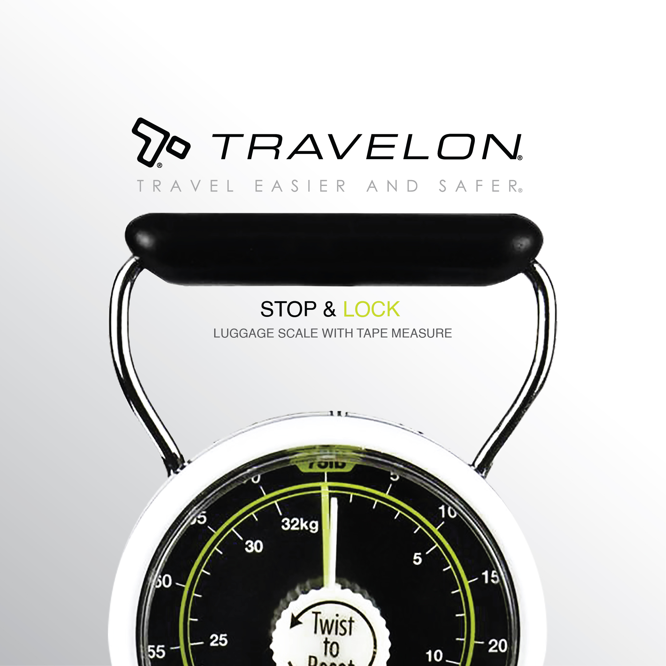 Stop & Lock Luggage Scale with Tape Measure