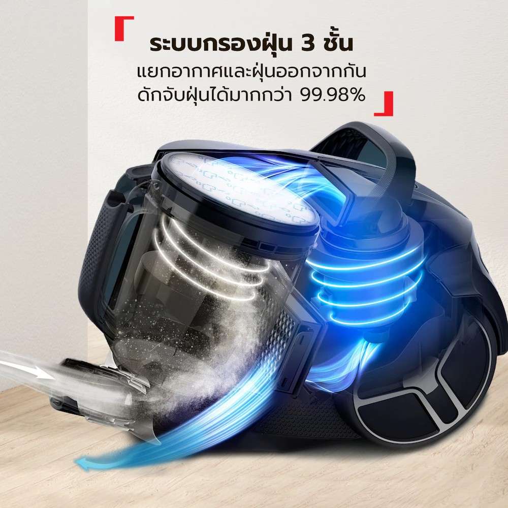 Tefal เครื่องดูดฝุ่นกล่อง รุ่น TW4B75EA 2100W ถัง 2.5L แถมหัวดูดไรฝุ่น ของแท้ ประกันศูนย์ - รายละเอียดสินค้า 2