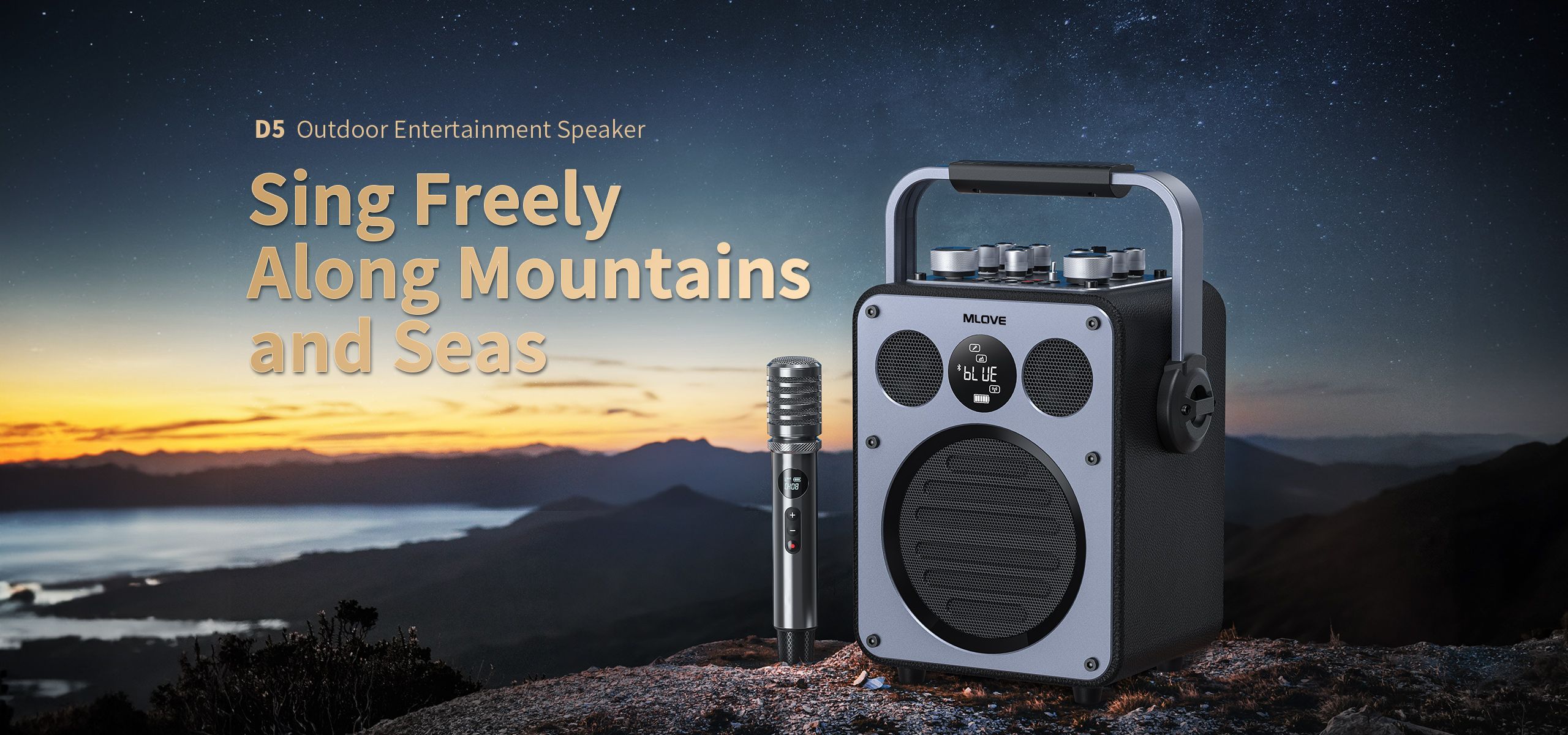 MLOVE Rangers D5 Party Speaker PA system 2 channels BT 5.0 ไมค์ลอยชาร์จได้ 1ตัว รับประกันศูนย2ปี - รายละเอียดสินค้า 1