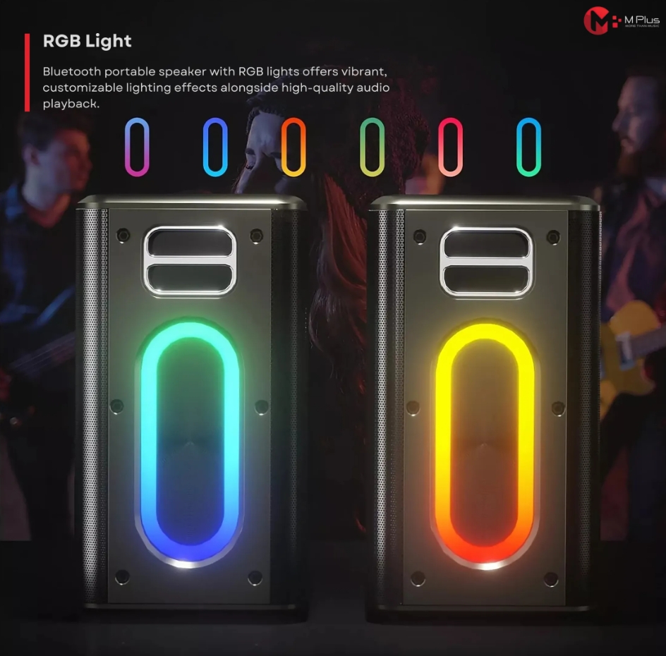 MPLUS M8 PRO ลำโพงบลูทูธ 120W ไฟ RGB ไมค์ลอย 2 ตัว แบต12000mAh กันน้ำ IPX5 ประกัน1ปี - รายละเอียดสินค้า 3