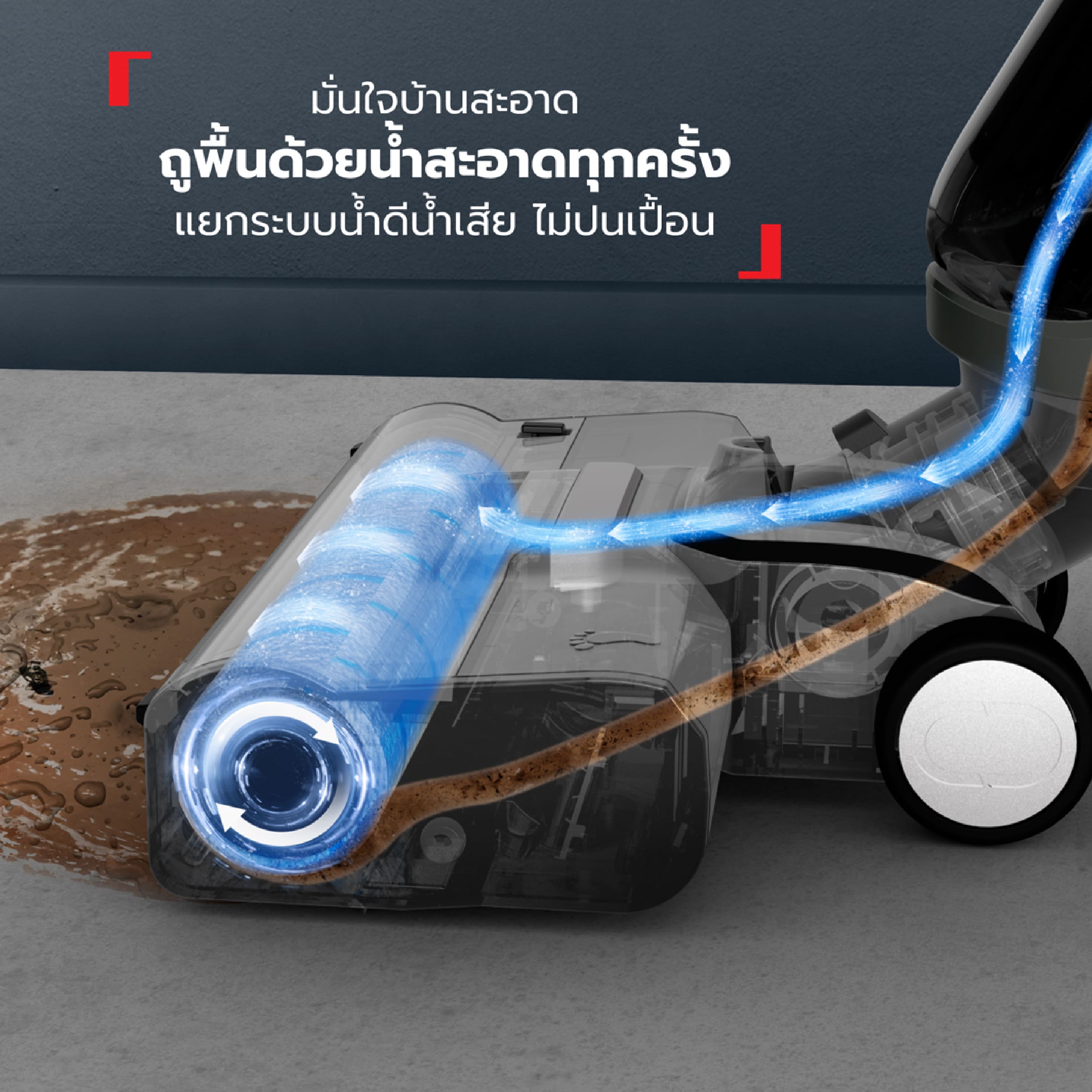 Tefal เครื่องดูดฝุ่นถูพื้นไร้สาย FLOOR WASHER X-CLEAN 4 รุ่น GF5035F0 ดูด+ถู 50 นาที ประกันศูนย์ 2ปี - รายละเอียดสินค้า 4