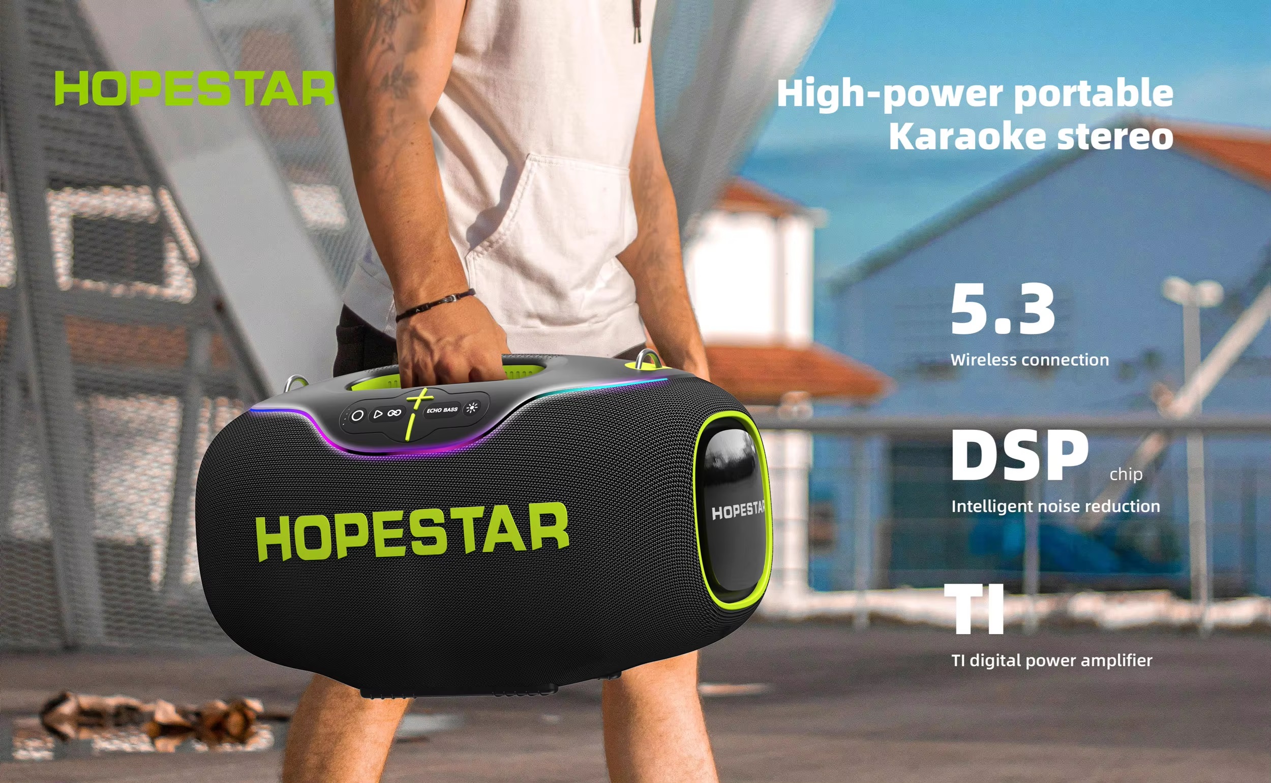 HOPESTAR A80 ลำโพงบลูทูธ 350W |ไมค์ลอย 1ตัว | กันน้ำ IPX6 | ปรับเบส 3 โหมด ของแท้ประกันศูนย์ไทย 1ปี - รายละเอียดสินค้า 4