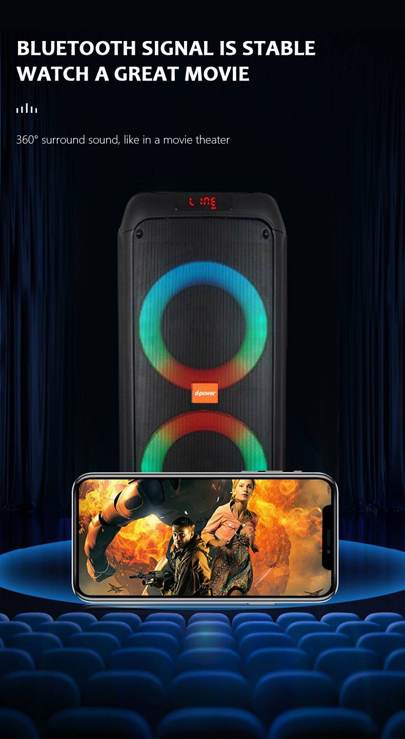 [ผ่อน0%] d-power POWER1 ลำโพง Party Box 300W RGB ดอก10นิ้วx2 ล้อลาก ไมค์ลอย ฟรี ประกัน1ปี - รายละเอียดสินค้า 7