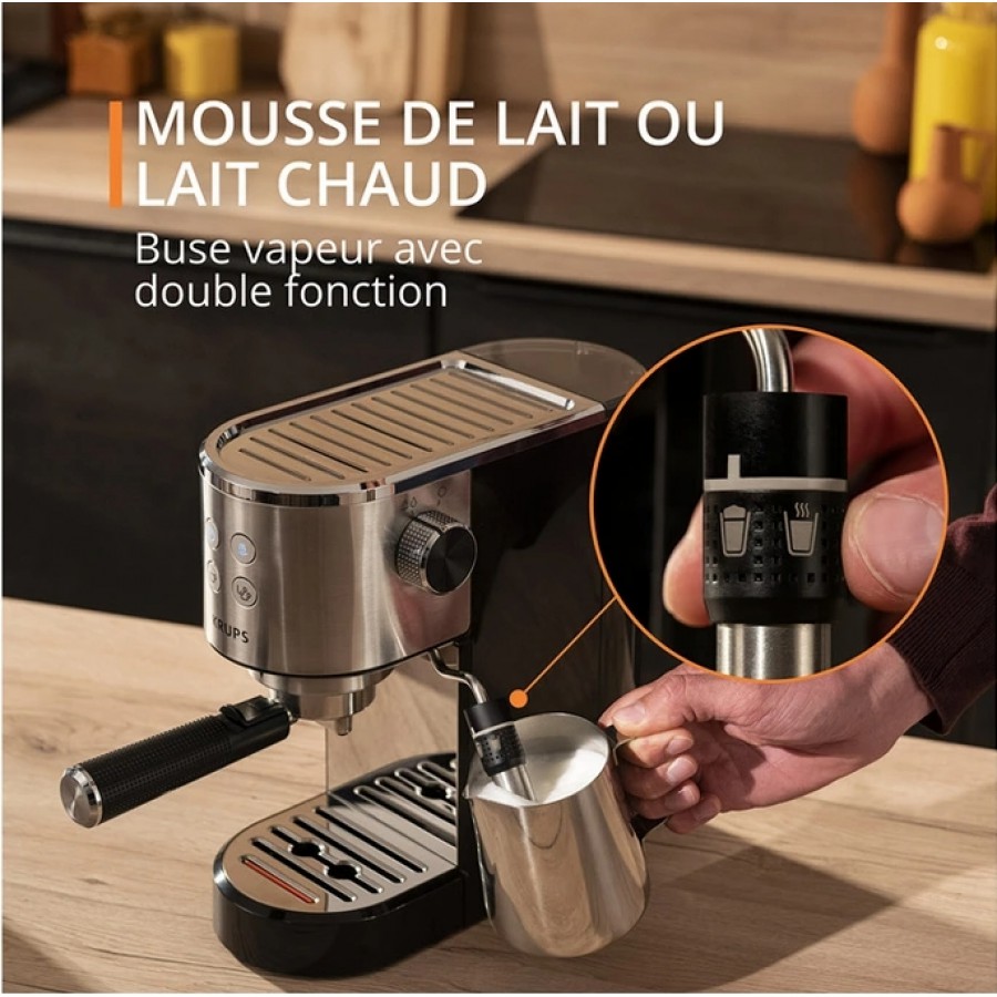 Tefal KRUPS เครื่องชงกาแฟเอสเปรสโซ รุ่น Virtuoso XP444C10 แรงดัน 15บาร์ ระบบThermoblock หัวตีฟองนมและอุ่นได้ - รายละเอียดสินค้า 3