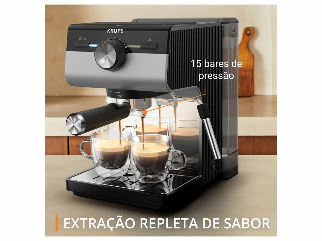 Tefal KRUPS เครื่องชงกาแฟเอสเปรสโซ Authentic+ รุ่น XP384E10 แรงดัน 15 บาร์ ความจุแท็งก์น้ำ 2ลิตร - รายละเอียดสินค้า 4