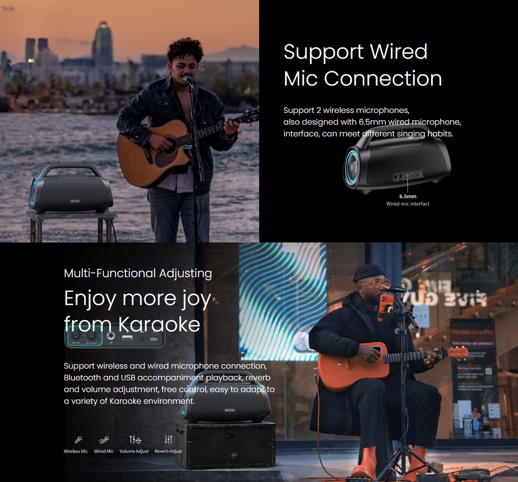 MLOVE ลำโพงบลูทูธ รุ่น E10K-Pro 40Watts RMS เสียงคุณภาพ พร้อมไมค์ลอย 1 ตัว รับประกันศูนย์ไทย 1ปี - รายละเอียดสินค้า 5