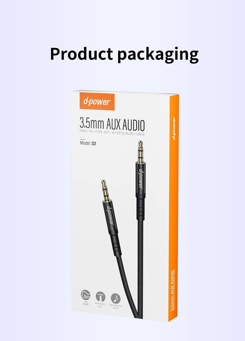d-power HiFi AUX สายเคเบิ้ลแจ็ค 3.5 มม. 3.5 มม. ชุบเงิน สําหรับกีตาร์ หูฟังรถยนต์ รุ่น D2 ยาว 1.5 M - รายละเอียดสินค้า 23