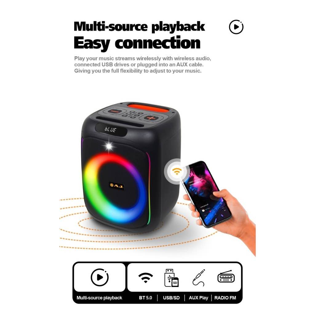 ลำโพง AJ X65,X95 Bluetooth Super Bass 60W แถมไมค์ไร้สาย+รีโมท ลำโพงปาร์ตี้ ลำโพงพกพา เสียงดี ของแท้ - รายละเอียดสินค้า 39