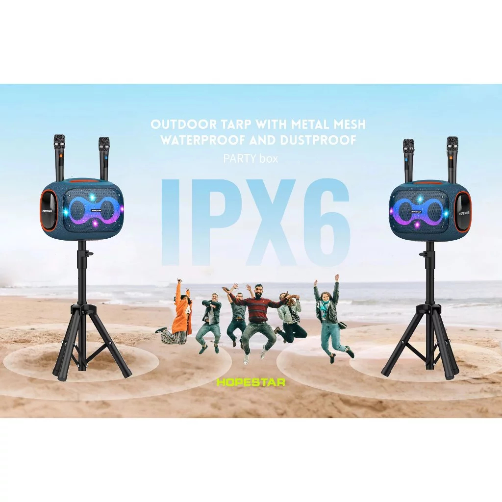 HOPESTAR Partybox ลำโพงบลูทูธ 120W BT5.3 กันน้ำ IPX6 แบต 22000mAh ไมค์ลอย 2 ตัว - รายละเอียดสินค้า 25