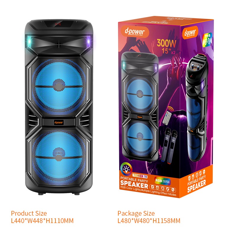 d-power ลำโพงสนามขนาดใหญ่ รุ่น Tower11 กำลังขับ 300W ลำโพงขนาด 15นิ้ว *2 เสียบกีต้าร์ได้ เหมาะฟังระยะไกล รับประกัน 1ปี - รายละเอียดสินค้า 19