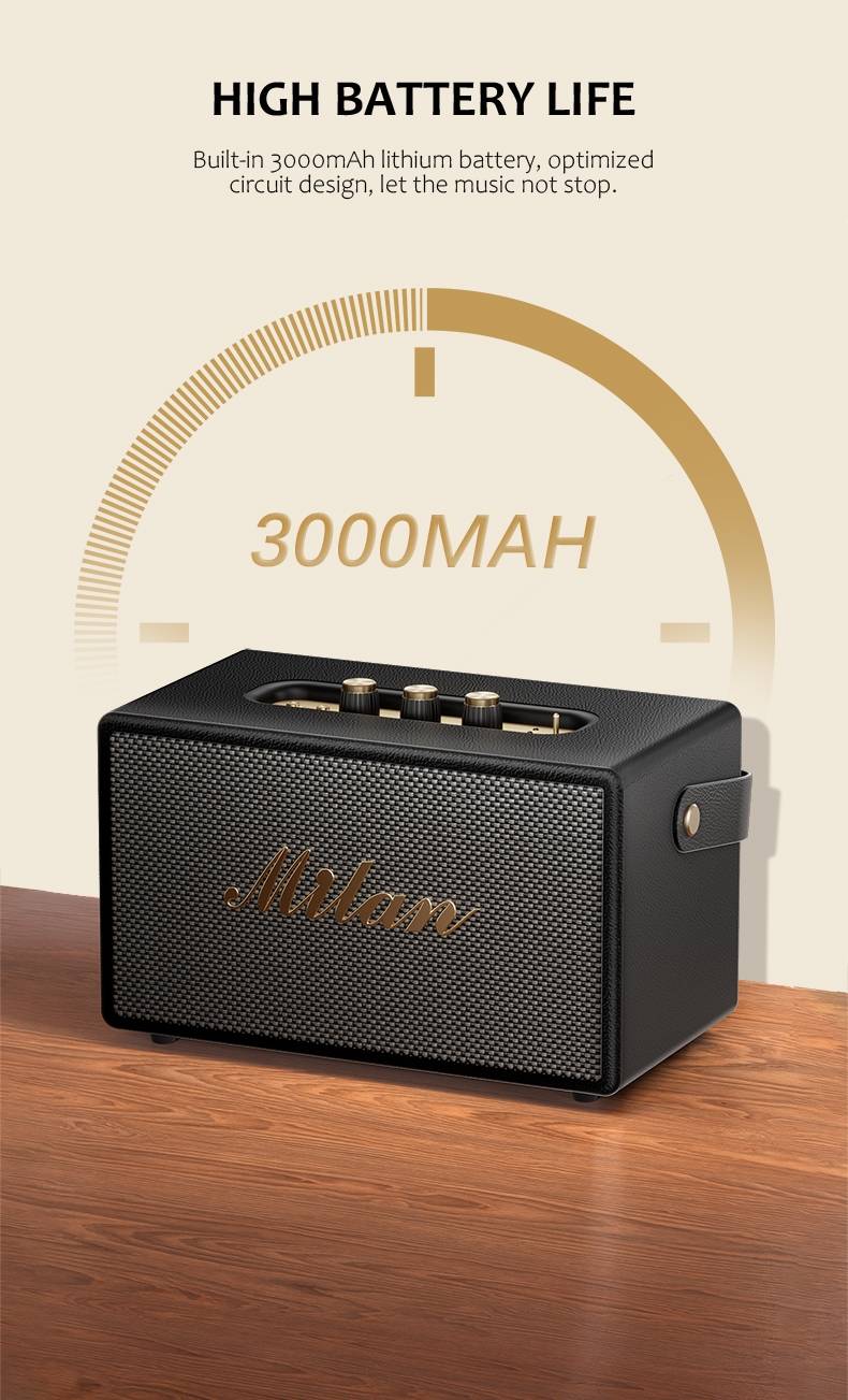 d-power BOM-79 Milan ลำโพงบลูทูธสไตล์เรโทร 40W เชื่อมต่อ TWS รองรับไมค์โครโฟน ประกันศูนย์ - รายละเอียดสินค้า 34