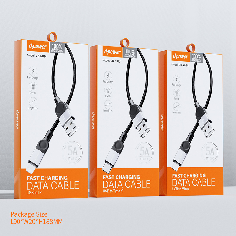 d-power สายชาร์จเร็ว 5A MAX รุ่น CB-N01 สายถักอึดทนทาน หัวอลูมิเนียมอัลลอยด์ ยาว1M (Micro/Type-C/IP) - รายละเอียดสินค้า 24