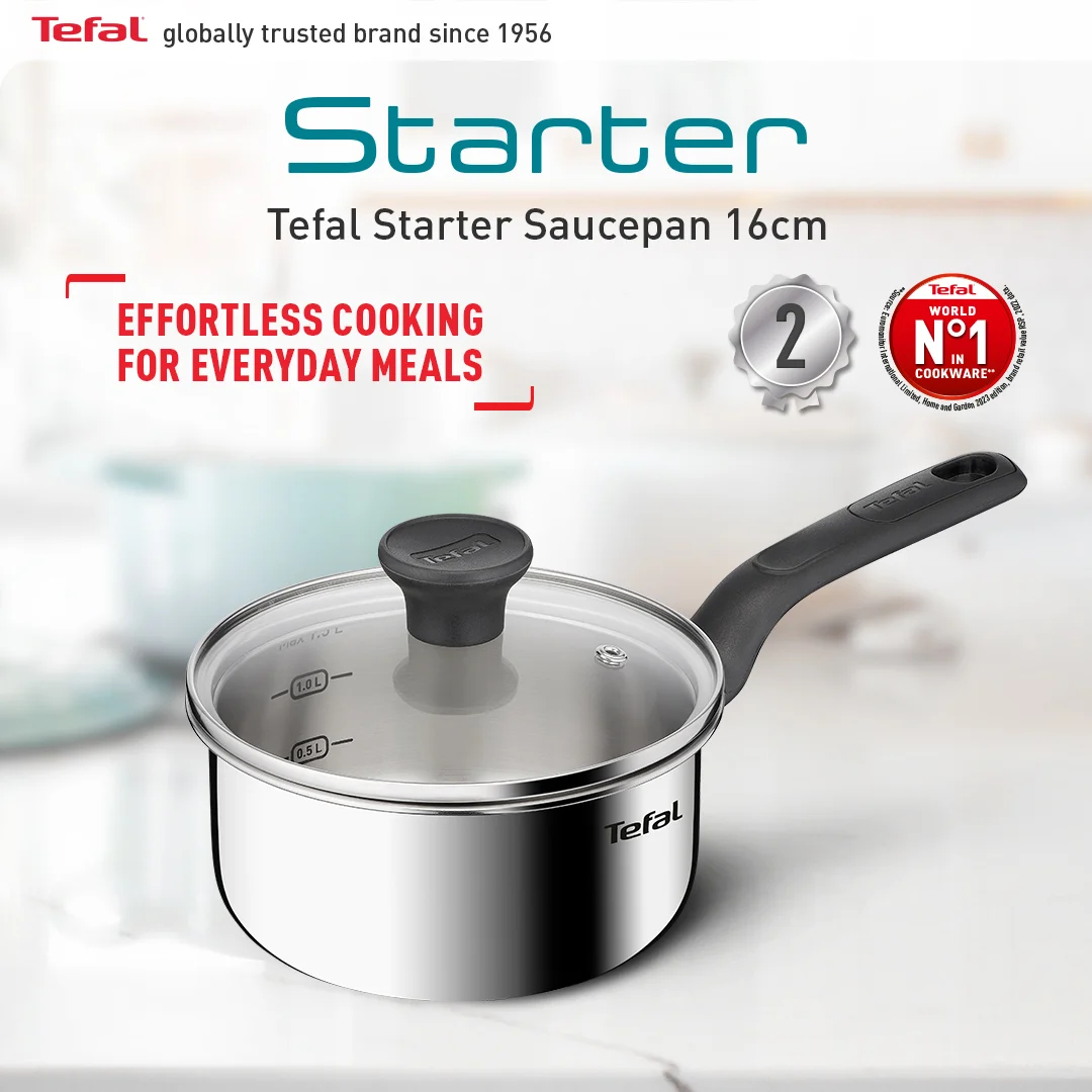 Tefal หม้อด้ามสเตนเลส 16 ซม. พร้อมฝาแก้ว Starter รุ่น E3252295 - รายละเอียดสินค้า 3