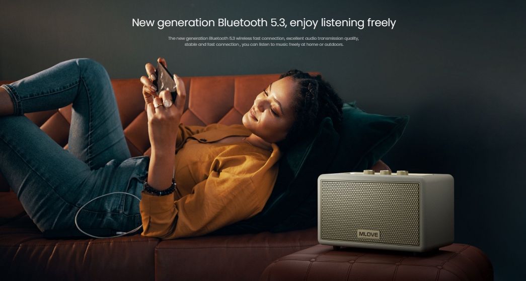 Mlove ลำโพงบลูทูธ รุ่น A200 — Retro Premium เสียงดี เบสแน่น ปรับโทนเสียงได้ ของแท้ประกันศูนย์ไทย 2ปี - รายละเอียดสินค้า 4