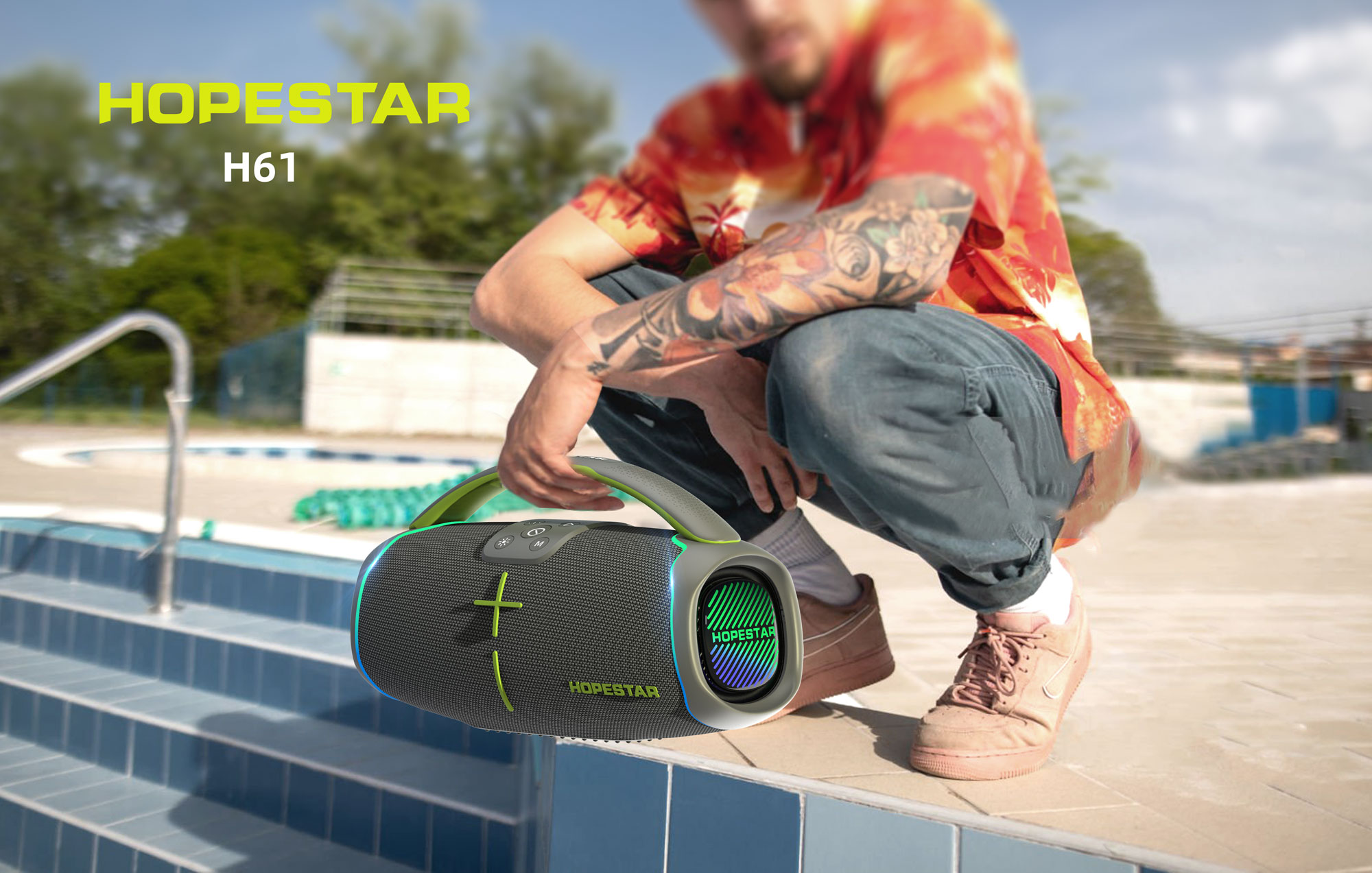 HOPESTAR H61 ลำโพงบลูทูธ 50W BT 5.3 ไฟ RGB กันน้ำ IPX6 รองรับ TWS 1+1 / AUX 3.5mm - รายละเอียดสินค้า 2