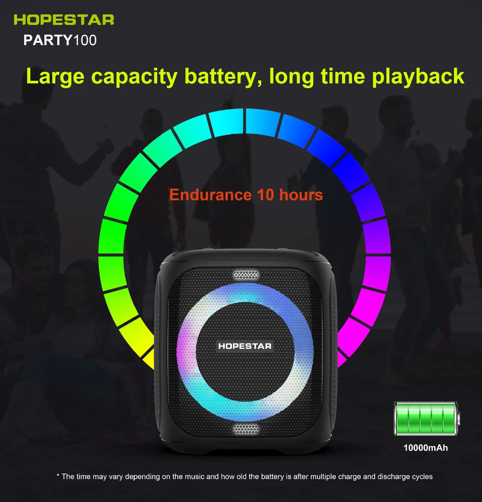Hopestar Party 100 ลำโพงปาร์ตี้ 50W Bluetooth 5.0 เบสแน่น กันน้ำ IPX6 มีไมค์คาราโอเกะ - รายละเอียดสินค้า 1
