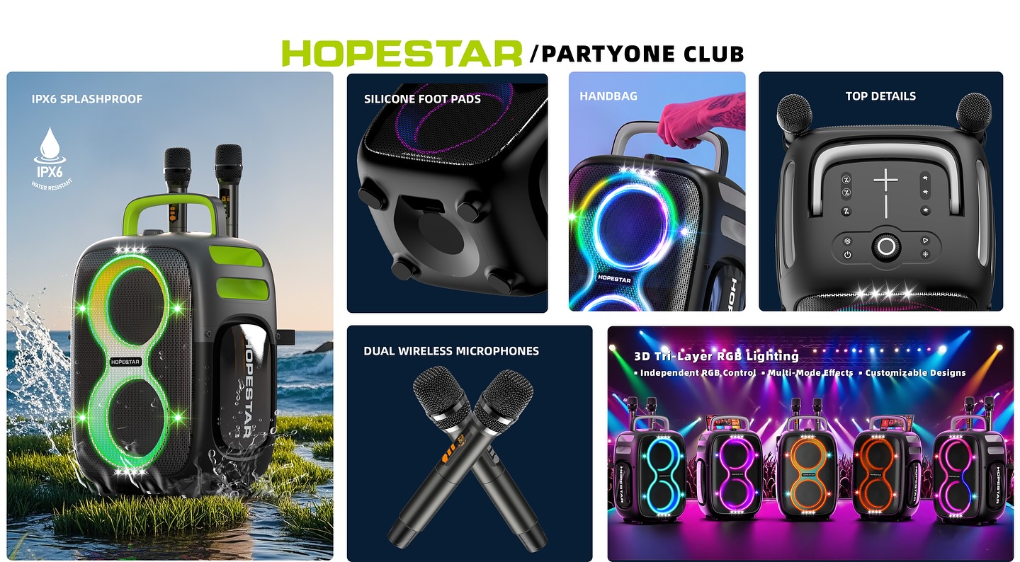 [ผ่อน0%]HOPESTAR PARTYONE CLUB ลำโพงบลูทูธ 650W ไมค์คู่ไร้สาย เบสหนัก AI SoundBoost ประกันศูนย์ 1ปี - รายละเอียดสินค้า 6