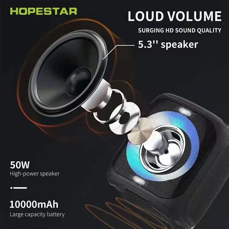 Hopestar Party 100 ลำโพงปาร์ตี้ 50W Bluetooth 5.0 เบสแน่น กันน้ำ IPX6 มีไมค์คาราโอเกะ - รายละเอียดสินค้า 2