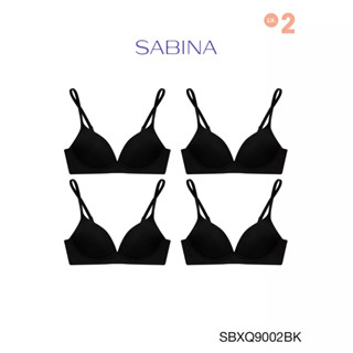 Sabina ซาบีน่า เสื้อชั้นใน Invisible Wire (Set 4 ชิ้น) (ไม่มีโครง) Seamless Fit รุ่น TWENTY FIVE  รหัส SBXQ9002BK สีดำ