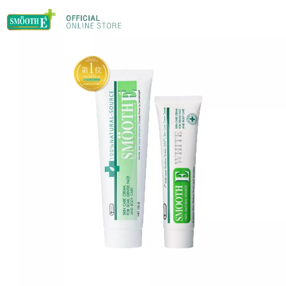 Smooth E Cream No.1 of Cosme in Japan Set Smooth E Cream 100g. + Cream Plus White 60g. ครีมลดรอยแผลเป็น ลดรอยดำ ผิวขาวใส