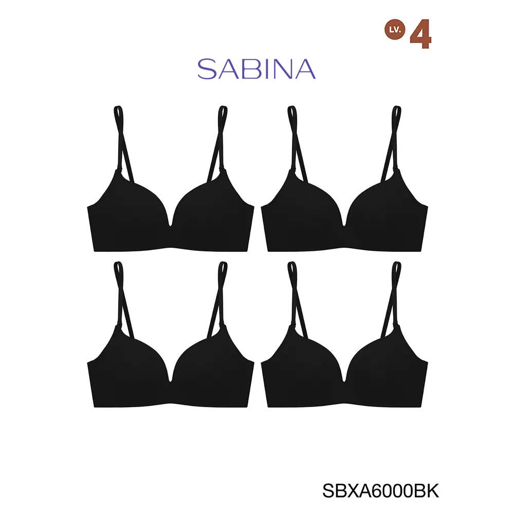 [Online Exclusive] (Set 4 ชิ้น) Sabina Doomm Doomm Level 4 เสื้อชั้นใน  ไร้โครง รหัส SBXA6000BK - สีดำ