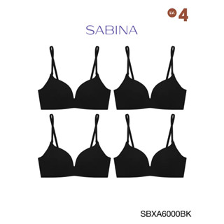 Sabina ซาบีน่า เสื้อชั้นใน INVISIBLE WIRE (Set 4 ชิ้น) (ไร้โครง) รุ่น Doomm Doomm รหัส SBXA6000BK สีดำ