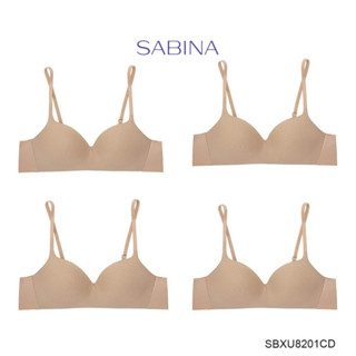 Sabina ซาบีน่า เสื้อชั้นใน INVISIBLE WIRE (Set 4 ชิ้น) (ไร้โครง) SEAMLESS FIT รุ่น Pretty Perfect รหัส SBXU8201CD สีเนื้อเข้ม