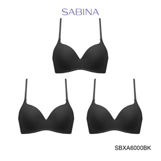 Sabina ซาบีน่า เสื้อชั้นใน INVISIBLE WIRE (Set 3 ชิ้น) (ไร้โครง) รุ่น Doomm Doomm รหัส SBXA6000BK สีดำ