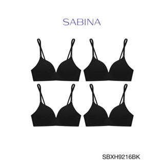 Sabina ซาบีน่า เสื้อชั้นใน ฟองดี (Set 4 ชิ้น) รุ่น SOFT DOOMM (ไร้โครง) รหัส SBXH9216BK สีดำ