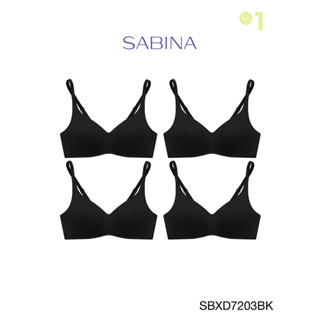 SABINA BRALESS เสื้อชั้นใน Invisible Wire (Set 4 ชิ้น) (ไม่มีโครง) รุ่น Perfect Bra รหัส SBXD7203BK สีดำ