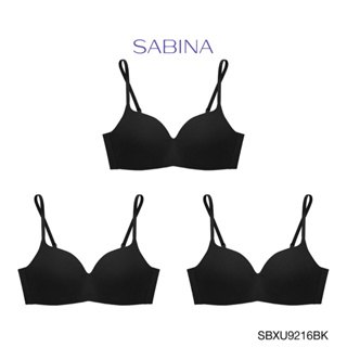 Sabina ซาบีน่า เสื้อชั้นใน ฟองดี (Set 3 ชิ้น ) รุ่น PRETTY PERFECT (ไร้โครง) รหัส SBXU9216BK สีดำ