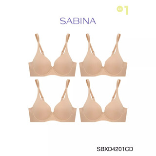 Sabina เสื้อชั้นใน มีโครง (Set 4 ชิ้น) Seamless Fit รุ่น Perfect Bra  รหัส SBXD4201CD สีเนื้อเข้ม