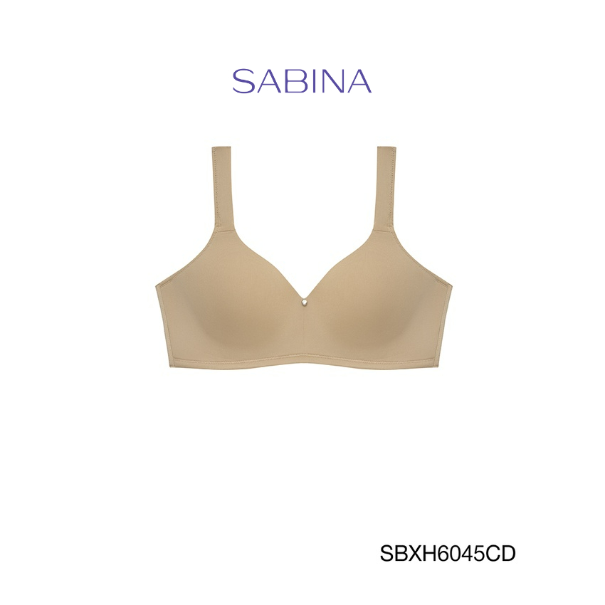 Sabina เสื้อชั้นใน Invisible Wire (ไม่มีโครง) รุ่น Soft Doomm รหัส SBXH6045CD สีเนื้อเข้ม