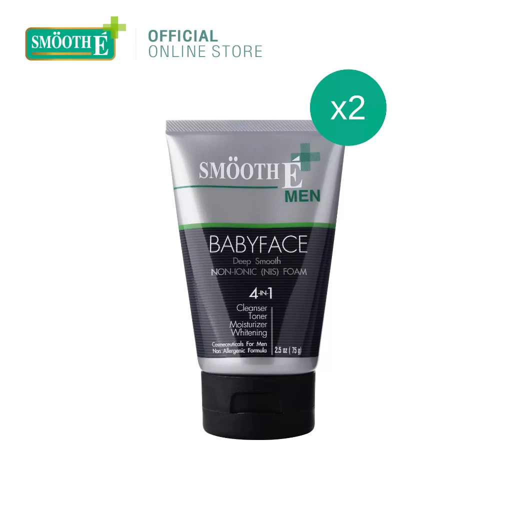 [แพ็ค 2] Smooth E For men Foam 2.5 Oz. โฟมล้างหน้าสำหรับผู้ชาย สูตรไม่มีฟอง ลดความมัน ทำความสะอาดครบจบ สมูทอี
