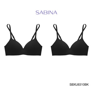 Sabina ซาบีน่า เสื้อชั้นใน (Set 2 ชิ้น) INVISIBLE WIRE (ไร้โครง) SEAMLESS FIT รุ่น Pretty Perfect รหัส SBXU8310BK สีดำ