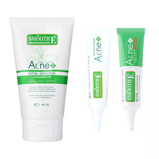 Smooth E Anti Acne Set เซ็ตหยุดสิว เจลล้างหน้า + ครีมแต้มสิว สิวมีหัว และสิวไม่มีหัว