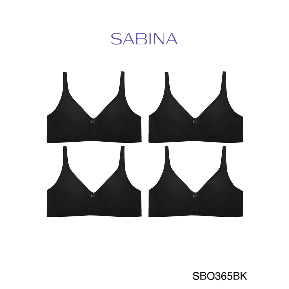 Sabina ซาบีน่า เสื้อชั้นใน Invisible Wire (Set 4 ชิ้น) (ไร้โครง) รุ่น Function Bra รหัส SBO365BK สีดำ