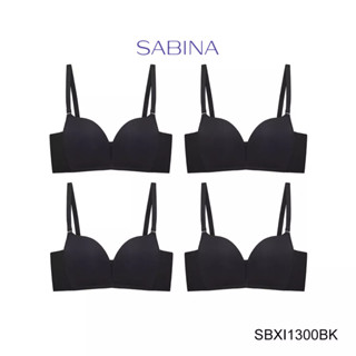 SABINA BRALESS เสื้อชั้นใน (Set 4 ชิ้น) Invisible Wire (ไร้โครง) รุ่น Modern V รหัส SBXI1300BK สีดำ