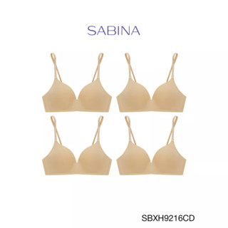 Sabina ซาบีน่า เสื้อชั้นใน ฟองดี (Set 4 ชิ้น) รุ่น SOFT DOOMM (ไร้โครง) รหัส SBXH9216CD สีเนื้อเข้ม