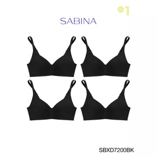 Sabina ซาบีน่า เสื้อชั้นใน Invisible Wire (Set 4 ชิ้น) (ไม่มีโครง) รุ่น Perfect Bra รหัส SBXD7200BK สีดำ