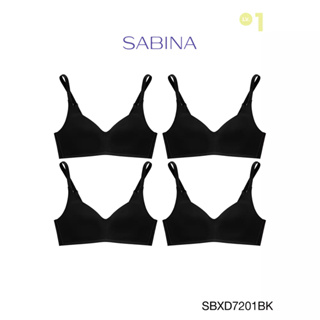 Sabina ซาบีน่า เสื้อชั้นใน Invisible Wire (Set 4 ชิ้น) (ไม่มีโครง) รุ่น Perfect Bra รหัส SBXD7201BK สีดำ