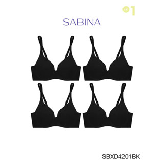 Sabina เสื้อชั้นใน มีโครง (Set 4 ชิ้น) Seamless Fit รุ่น Perfect Bra  รหัส SBXD4201BK สีดำ