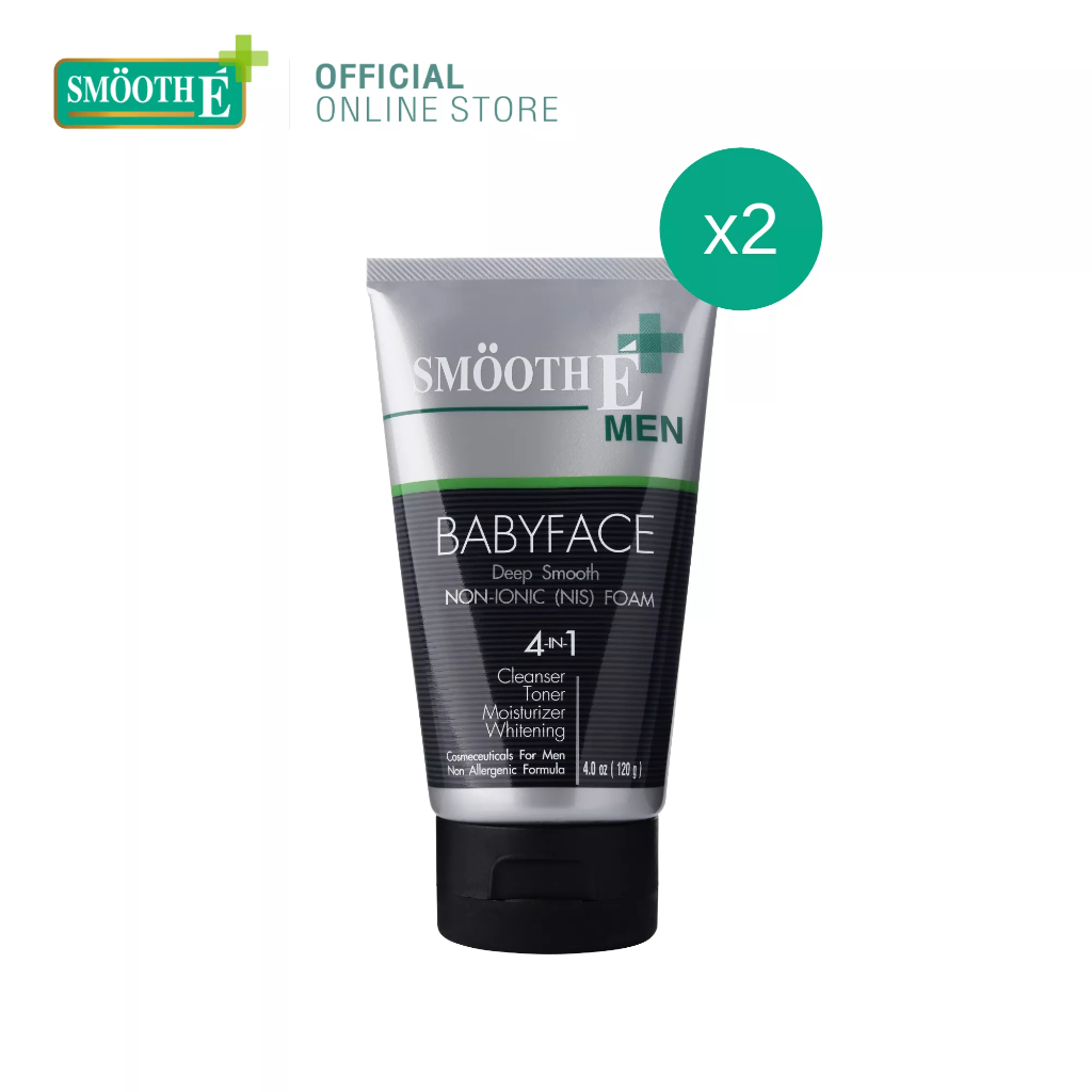[แพ็ค 2] Smooth E โฟมล้างหน้าสำหรับผู้ชาย สูตรไม่มีฟอง For men Foam 4 Oz. ลดความมัน ทำความสะอาดครบจบ ในหลอดเดียว สมูทอี