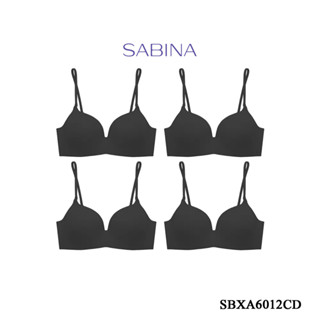 Sabina เสื้อชั้นใน Invisible Wire(Set 4 ชิ้น)  (ไร้โครง) รุ่น Doomm Doomm รหัส SBXA6012BK สีดำ