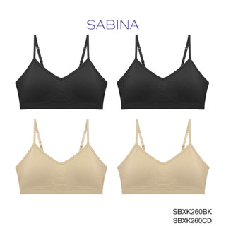 Sabina เสื้อชั้นใน (Set 4 ชิ้น) รุ่น Soft Collection รหัส SBXK260BK+SBXK260CD  สีดำ/สีเนื้อเข้ม